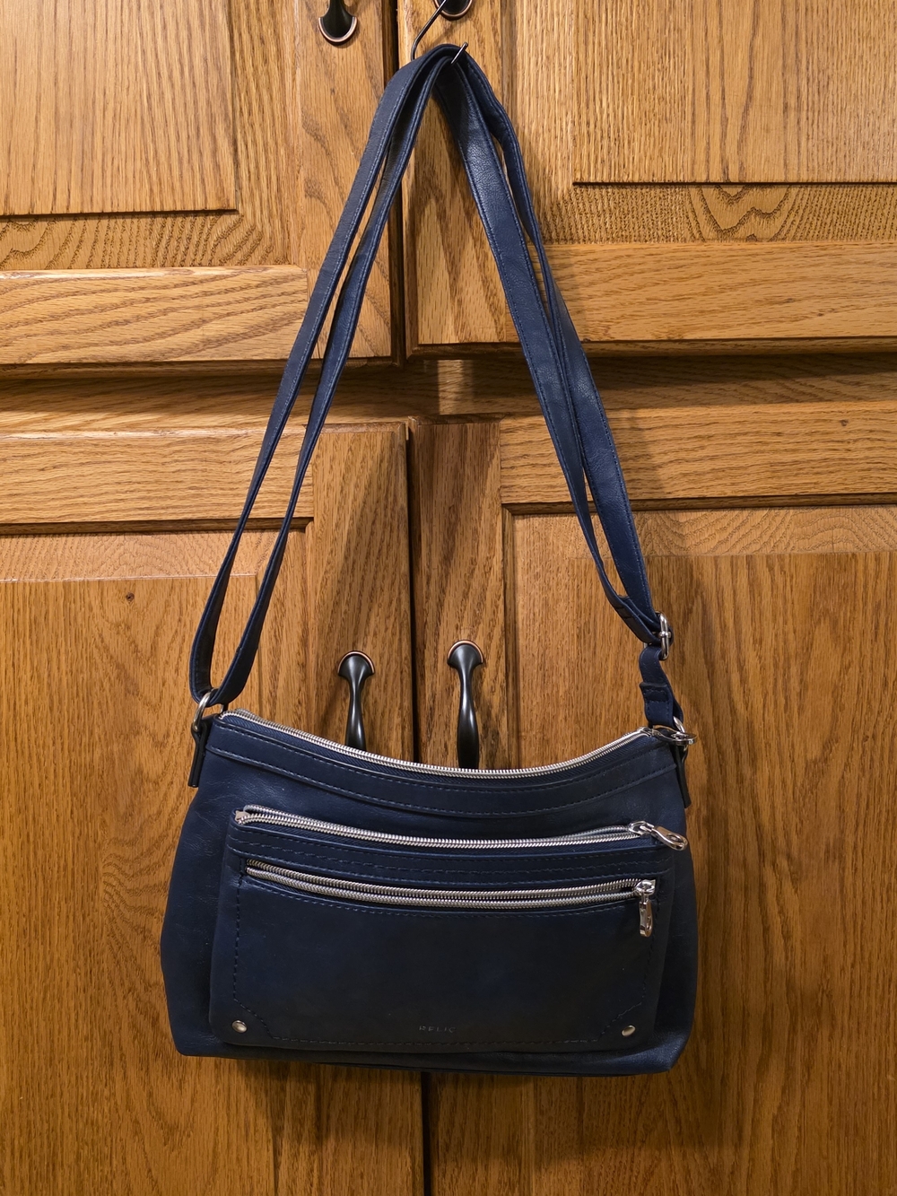 RELIC Navy Blue Leather Crossbody Bag